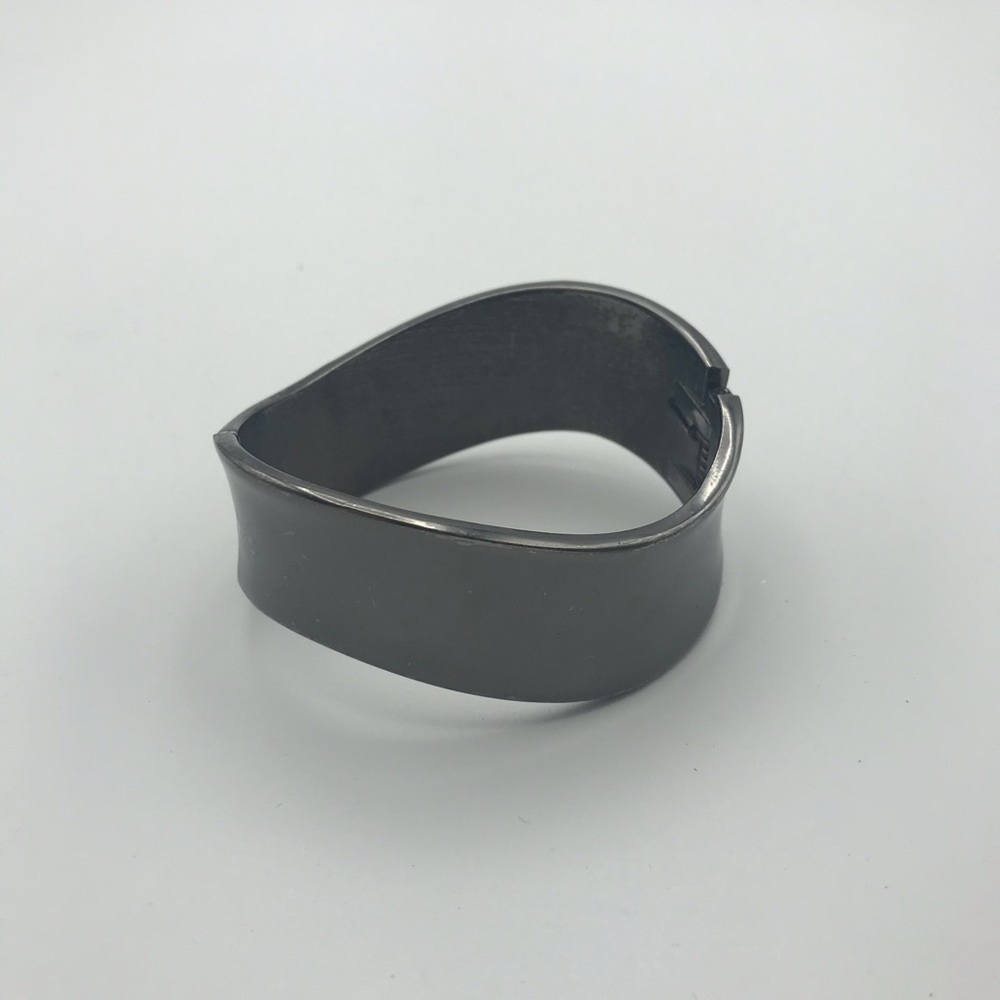 Modern brutalist silver toned cuff bracelet